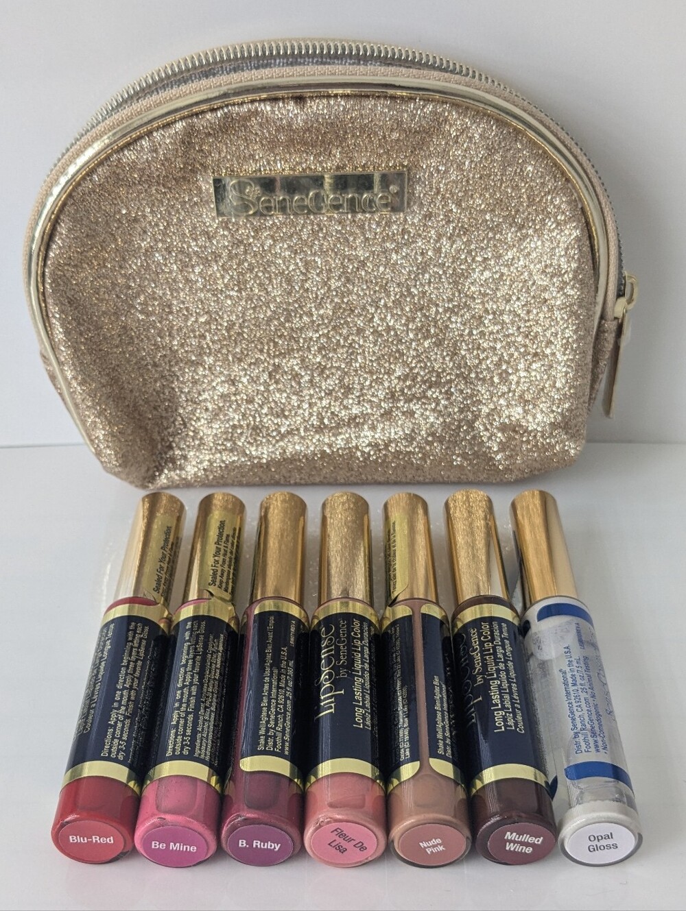 Bold And Fun SeneGence LipSense Collection 6 Colours + Gloss With Glitter Pouch